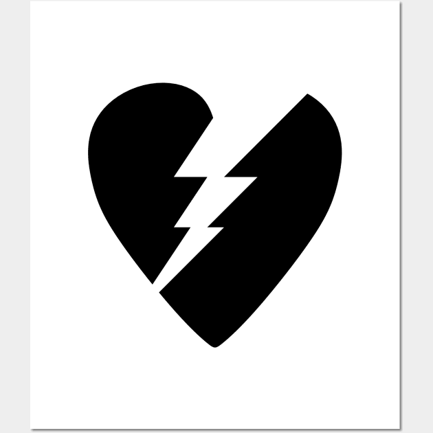 Black Broken Flash Heart Wall Art by TMBTM